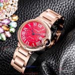 V6 Factory Cartier  Ballon Bleu De 42MM Automatic Couple Watch -Red Dial Rose Gold Band 